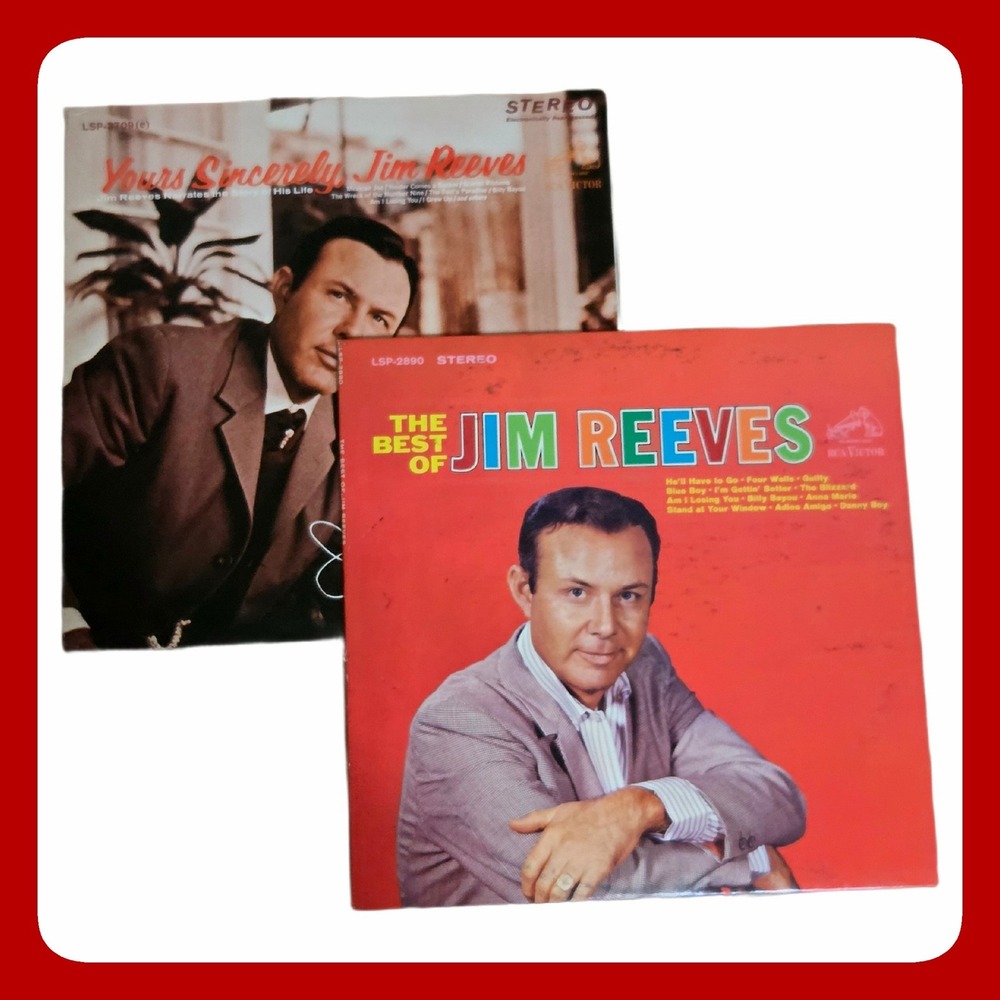 Jim Reeves Set of 2 Vintage Country Vinyl‎ LP Record Albums Best Stereo 12in